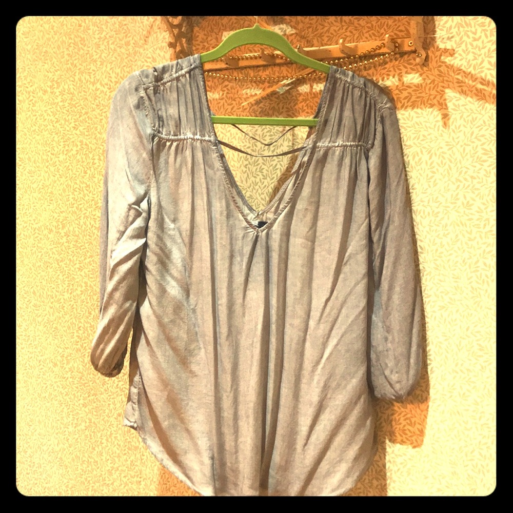 Young fabulous & broke grey V-neck top